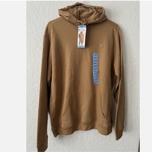 Champion Fleece Men Hoodie Tan Large Kangaroo Pocket New